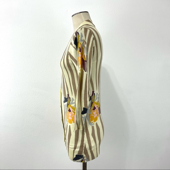 Anthropologie- Sparrow Cream Floral Stripe Cardigan Size Small. - Picture 4 of 9